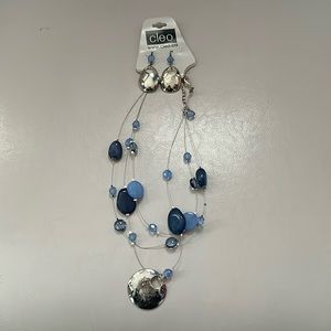Cleo Dark and Light Blue earrings and necklace Set